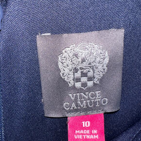 Vince Camuto Twist Knot Jersey Dress 10 Navy Blue Lined Ruched Back NWT! - Picture 4 of 16